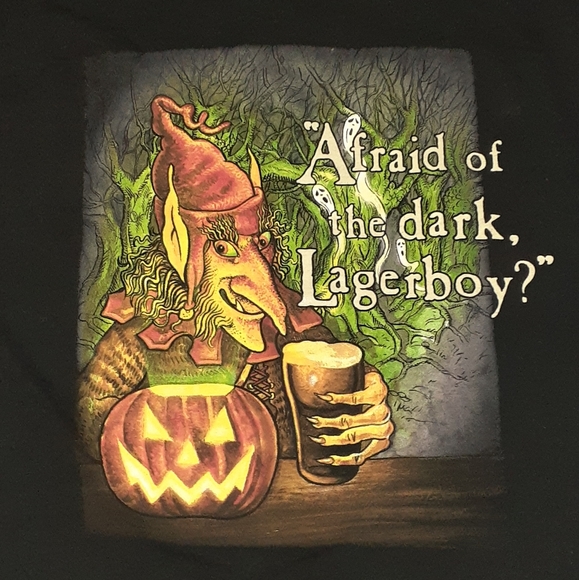90s Wychwood Brewery Hobgoblin Dark Beer Vintage Witch Shirt Tee Pumpkin - Picture 1 of 5